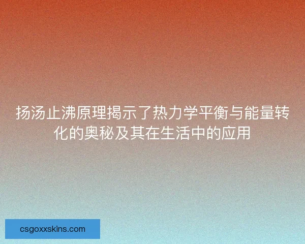 扬汤止沸原理揭示了热力学平衡与能量转化的奥秘及其在生活中的应用