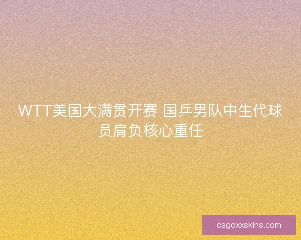 WTT美国大满贯开赛 国乒男队中生代球员肩负核心重任